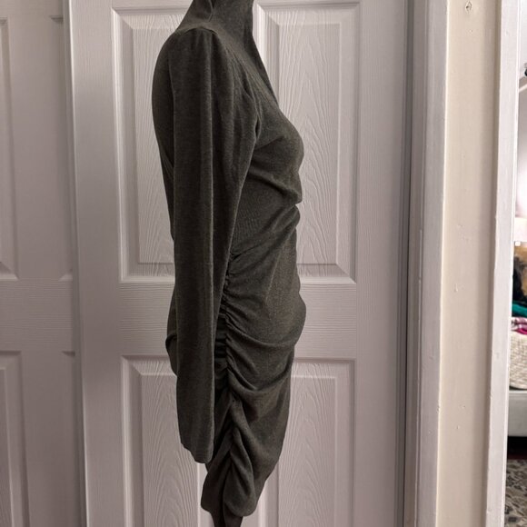 Grey Ruched Turtleneck Bodycon Dress – Size M - Picture 5 of 8